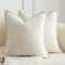 Pack of 2 Decorative Throw Pillow Covers Accent Solid Woven Textured Cushion Covers Pillow Cases Bedroom Living Room Sofa Home 18 x 18 Inch Cream White